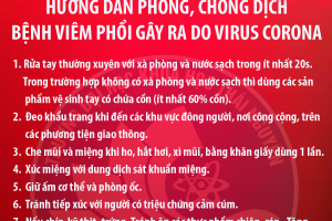 Hướng dẫn phòng, chống dịch bệnh viêm phổi gây ra do Virus CORONA