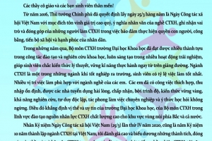Thư chúc mừng của Hiệu trưởng nhân kỷ niệm ngày Công tác xã hội Việt Nam 25/3