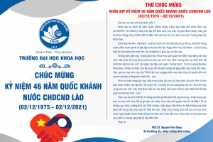 Thư chúc mừng của Hiệu trưởng nhân dịp kỷ niệm 46 năm Quốc khánh Nước Cộng hòa Dân chủ nhân dân Lào (02/12/1975 - 02/12/2021)